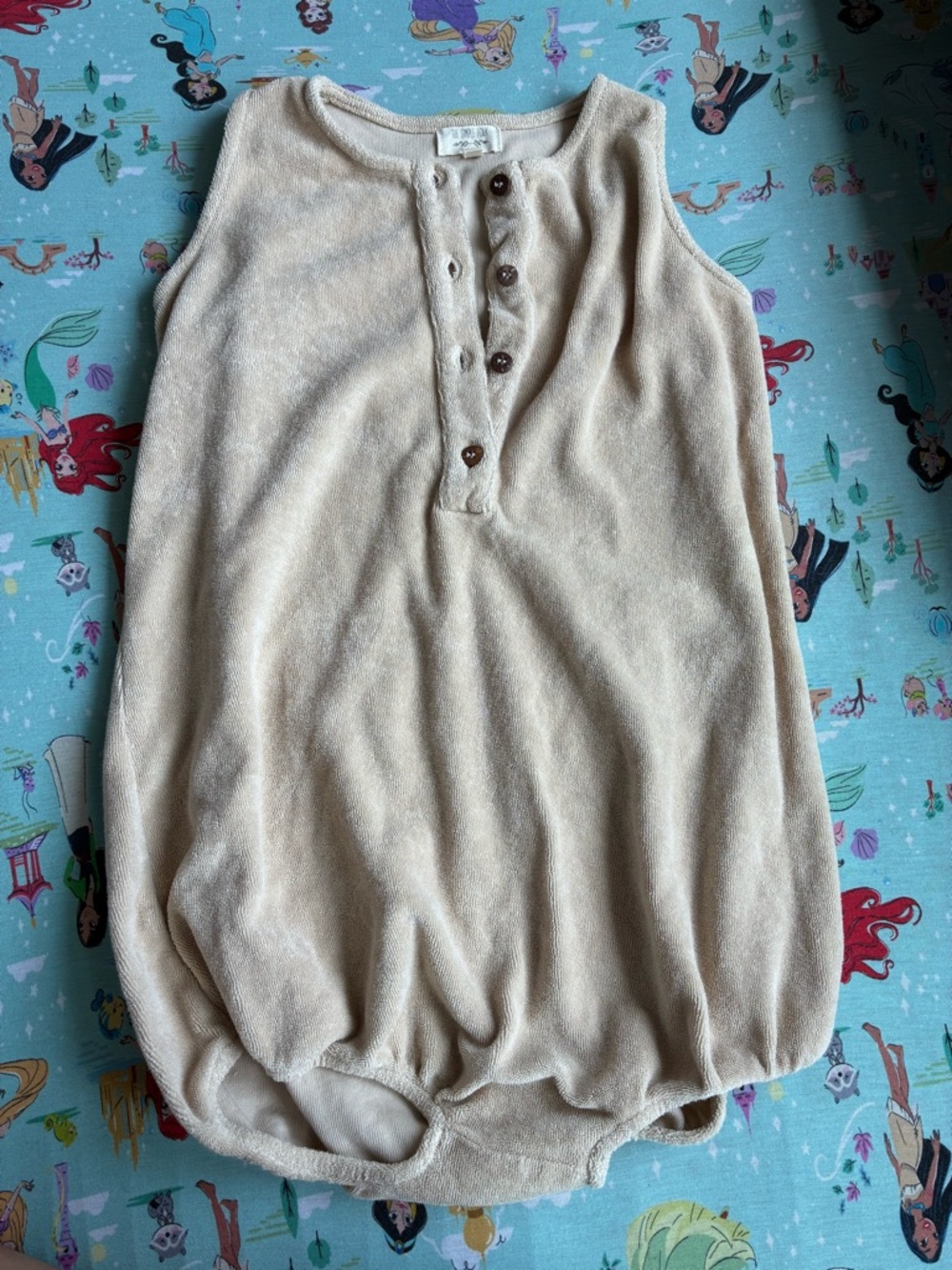 Kids Sleeveless Terry Romper in Light Beige - Comfortable Summer Playwear